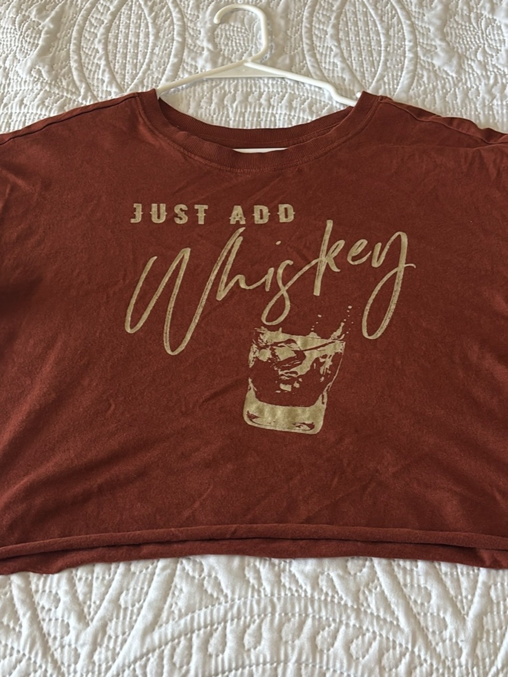Shyanne Rust Graphic Crop Tee with Gold Print